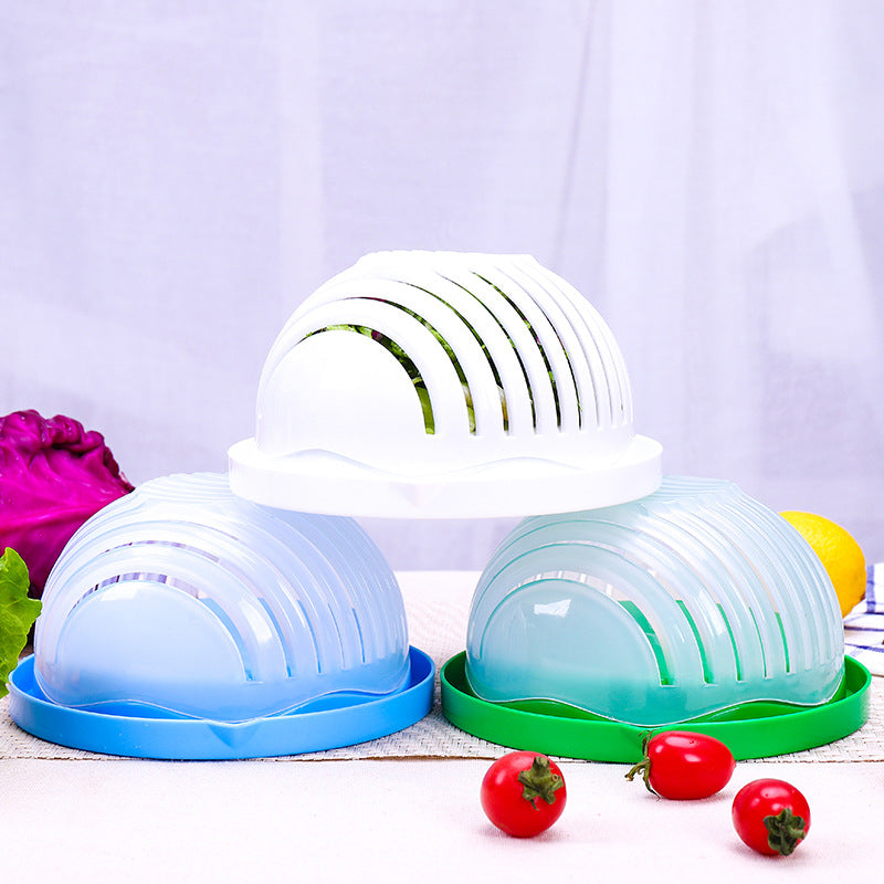 Kitchen Fruit Sand Vegetable Cutter Cutting Bowl Mixed Salad Artifact Plastic With Lid Vegetable Pot Thickening Divider
