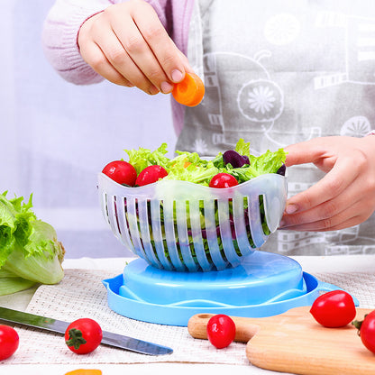 Kitchen Fruit Sand Vegetable Cutter Cutting Bowl Mixed Salad Artifact Plastic With Lid Vegetable Pot Thickening Divider