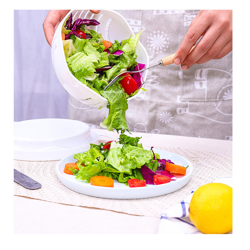 Kitchen Fruit Sand Vegetable Cutter Cutting Bowl Mixed Salad Artifact Plastic With Lid Vegetable Pot Thickening Divider