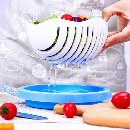 Kitchen Fruit Sand Vegetable Cutter Cutting Bowl Mixed Salad Artifact Plastic With Lid Vegetable Pot Thickening Divider