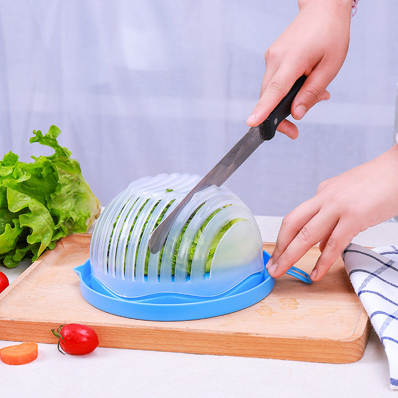 Kitchen Fruit Sand Vegetable Cutter Cutting Bowl Mixed Salad Artifact Plastic With Lid Vegetable Pot Thickening Divider