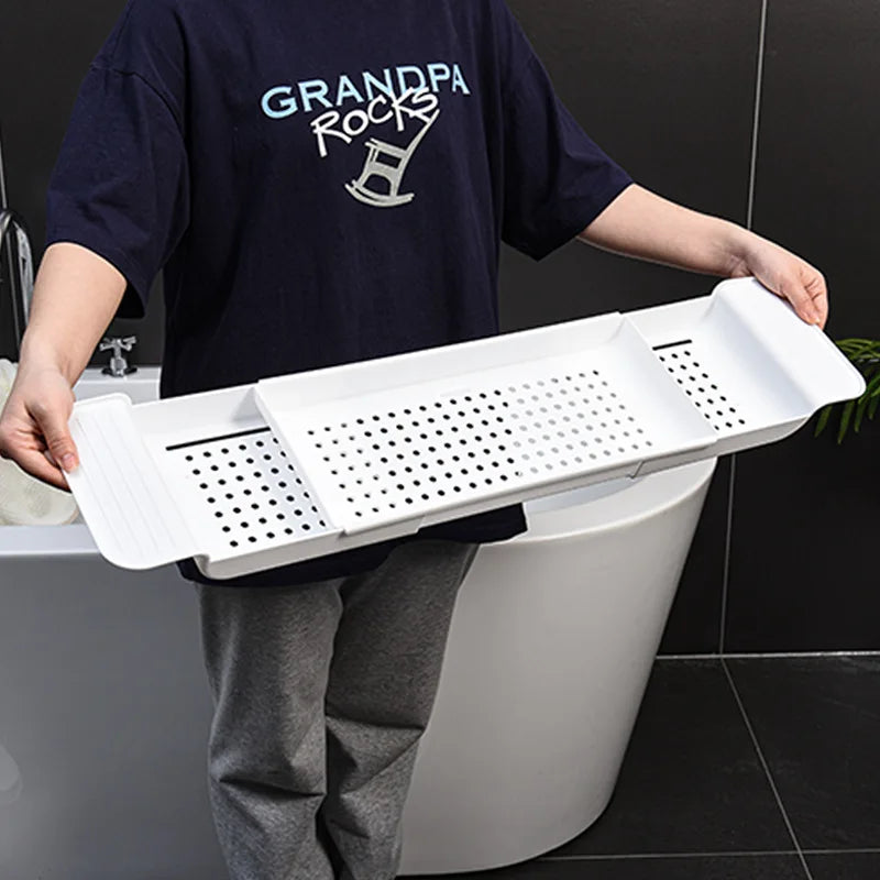 Bathtub Storage Rack Bath Tray Shelf Shower Tub Bathroom Tools Makeup Towel Organizer Plastic Kitchen Sink Drain Holder Shelf|Bathroom Shelves|   - AliExpress