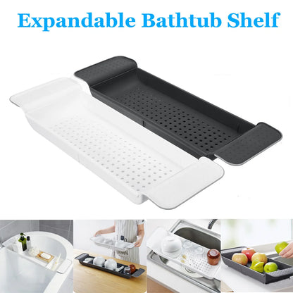 Bathtub Storage Rack Bath Tray Shelf Shower Tub Bathroom Tools Makeup Towel Organizer Plastic Kitchen Sink Drain Holder Shelf|Bathroom Shelves|   - AliExpress