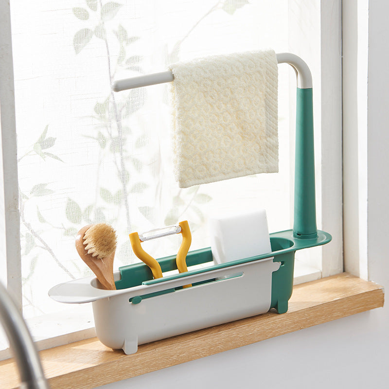 Kitchen Telescopic Sink Racks Multifunctional Tableware Drain Dish Rack Countertop Sink Storage Rack Dish Drain Rack