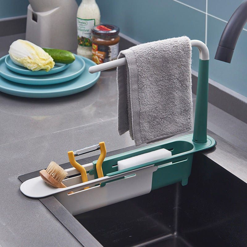 Kitchen Telescopic Sink Racks Multifunctional Tableware Drain Dish Rack Countertop Sink Storage Rack Dish Drain Rack