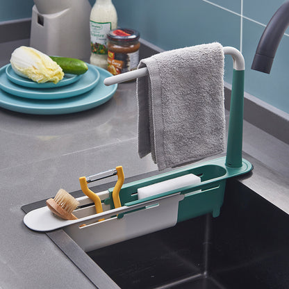Kitchen Telescopic Sink Racks Multifunctional Tableware Drain Dish Rack Countertop Sink Storage Rack Dish Drain Rack