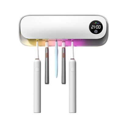 Smart Uv Toothbrush Sterilizer, Sterilization And Drying, Wall-Mounted, No-Drill Toothbrush Disinfection Rack, Washbasin