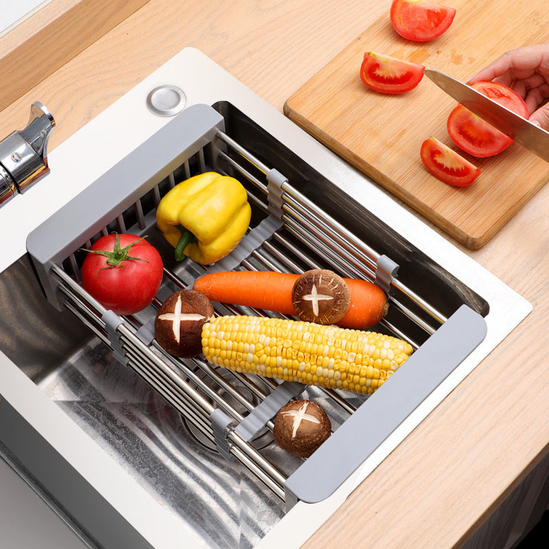 Kitchen Drain Rack Stainless Steel Retractable Sink Rack Shelf Home Tableware Bowl Chopsticks Storage Dish Rack Wholesale