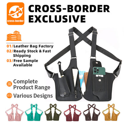 Men's Bag, Fashionable Chest Bag, Outdoor Bag, Leather Strap, Underarm Shoulder Bag, Sports And Leisure Crossbody Bag, Men's Bag, Vest Bag
