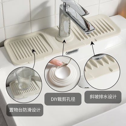Silicone Faucet Splash-proof Mat Bathroom Kitchen Mat Thickened Splash-proof Drain Mat Faucet Slope