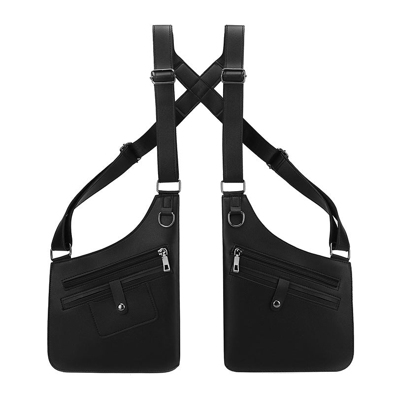 Men's Bag, Fashionable Chest Bag, Outdoor Bag, Leather Strap, Underarm Shoulder Bag, Sports And Leisure Crossbody Bag, Men's Bag, Vest Bag