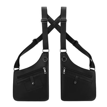 Men's Bag, Fashionable Chest Bag, Outdoor Bag, Leather Strap, Underarm Shoulder Bag, Sports And Leisure Crossbody Bag, Men's Bag, Vest Bag