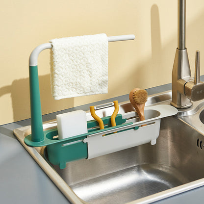 Kitchen Telescopic Sink Racks Multifunctional Tableware Drain Dish Rack Countertop Sink Storage Rack Dish Drain Rack
