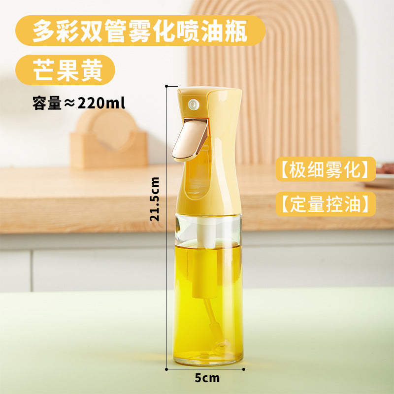 Double-tube Glass Oil Spray Bottle Atomized Oil Spray Pot Barbecue Air Fryer Kitchen Edible Olive Oil Spray Tank Artifact