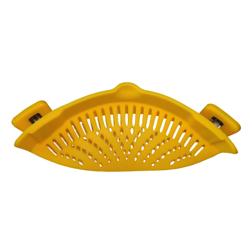 Kitchen Tools Fruit Clamping Drain Basket Noodle Filter Anti-spill Leakage Pot Side Silicone Drainer