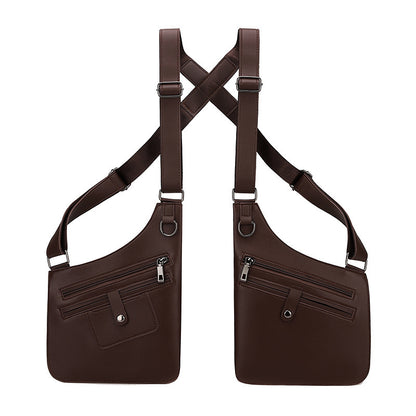 Men's Bag, Fashionable Chest Bag, Outdoor Bag, Leather Strap, Underarm Shoulder Bag, Sports And Leisure Crossbody Bag, Men's Bag, Vest Bag