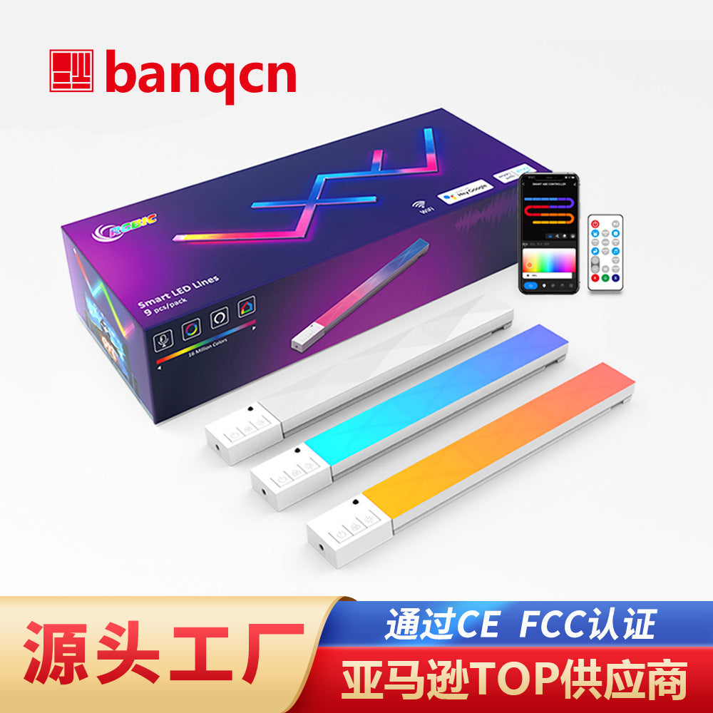 New RGB Magic Color Electric Competition Room Intelligent DIY Splicing Atmosphere Light Strip WiFi Music Indoor Wall Light