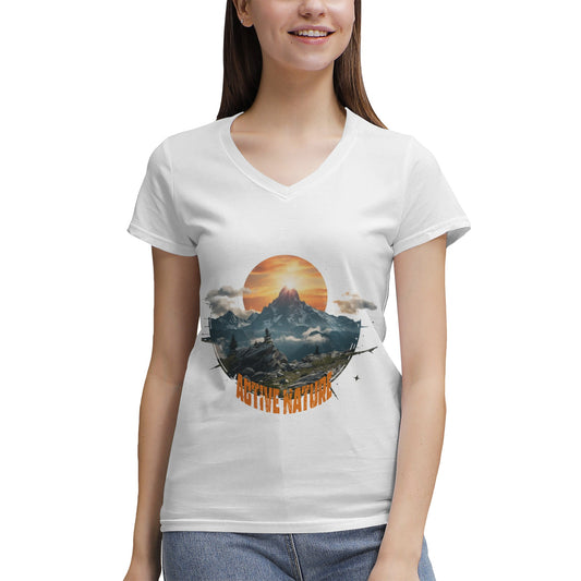 Women's 100% Cotton V‑Neck T‑shirt