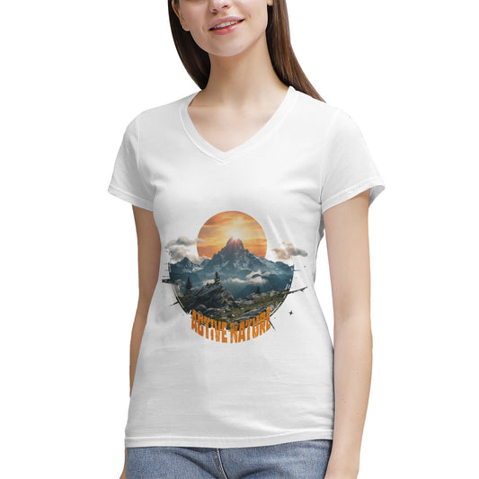 Women's 100% Cotton V‑Neck T‑shirt