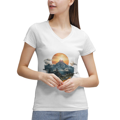Women's 100% Cotton V‑Neck T‑shirt
