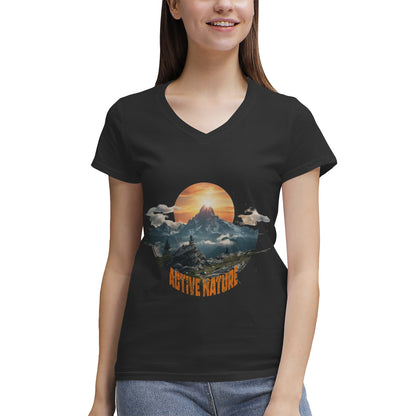 Women's 100% Cotton V‑Neck T‑shirt