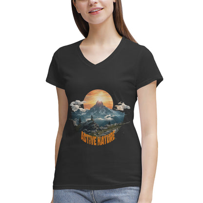 Women's 100% Cotton V‑Neck T‑shirt