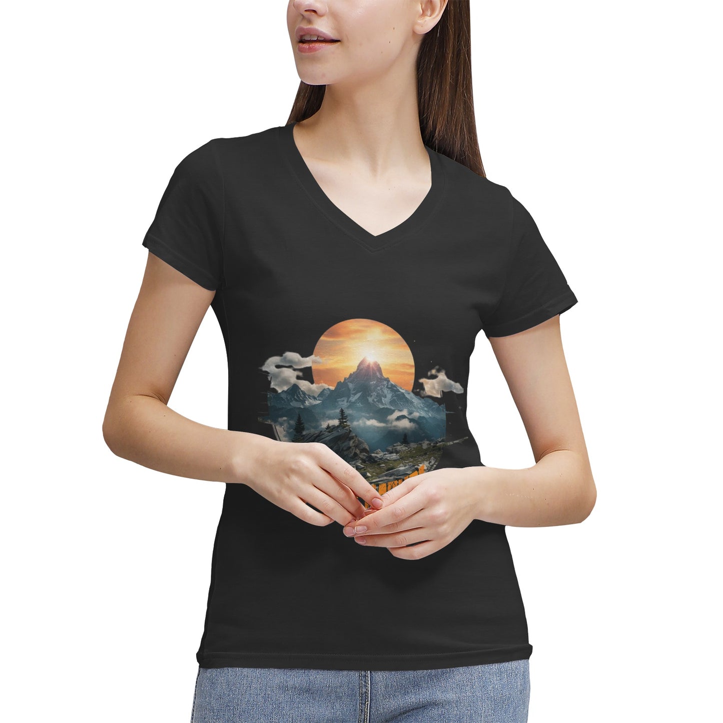Women's 100% Cotton V‑Neck T‑shirt