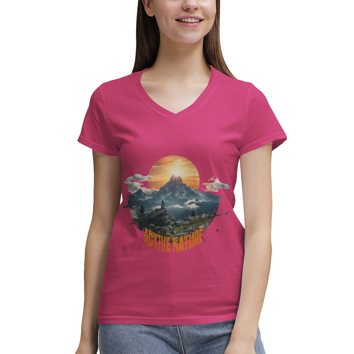 Women's 100% Cotton V‑Neck T‑shirt