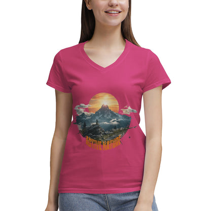Women's 100% Cotton V‑Neck T‑shirt