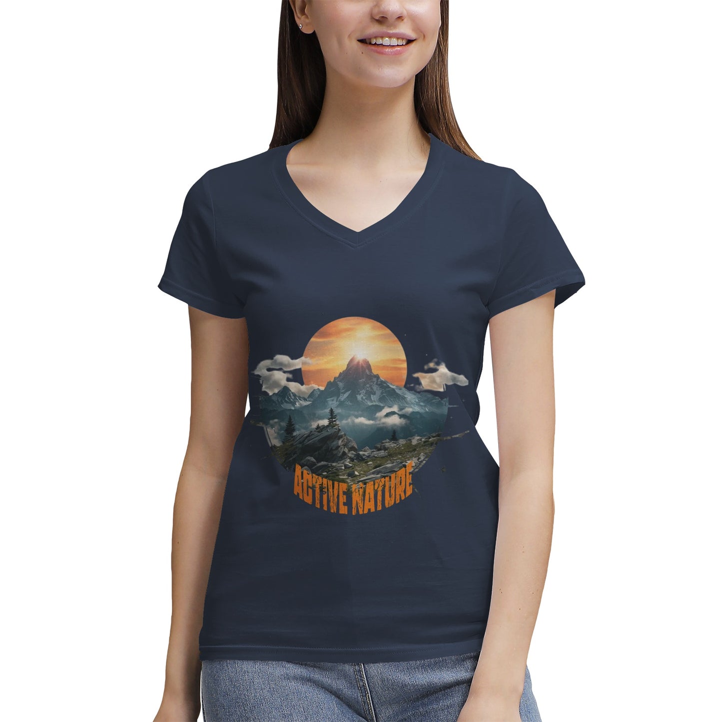 Women's 100% Cotton V‑Neck T‑shirt