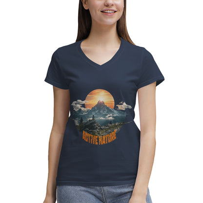 Women's 100% Cotton V‑Neck T‑shirt