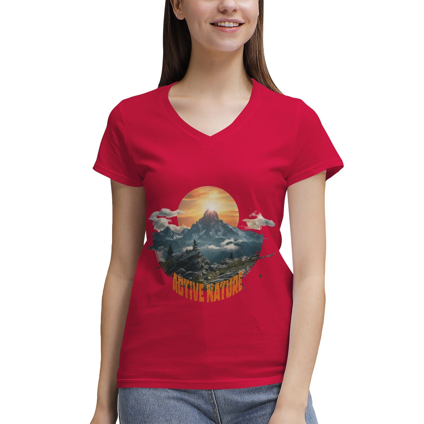 Women's 100% Cotton V‑Neck T‑shirt