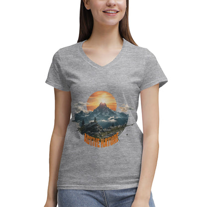 Women's 100% Cotton V‑Neck T‑shirt
