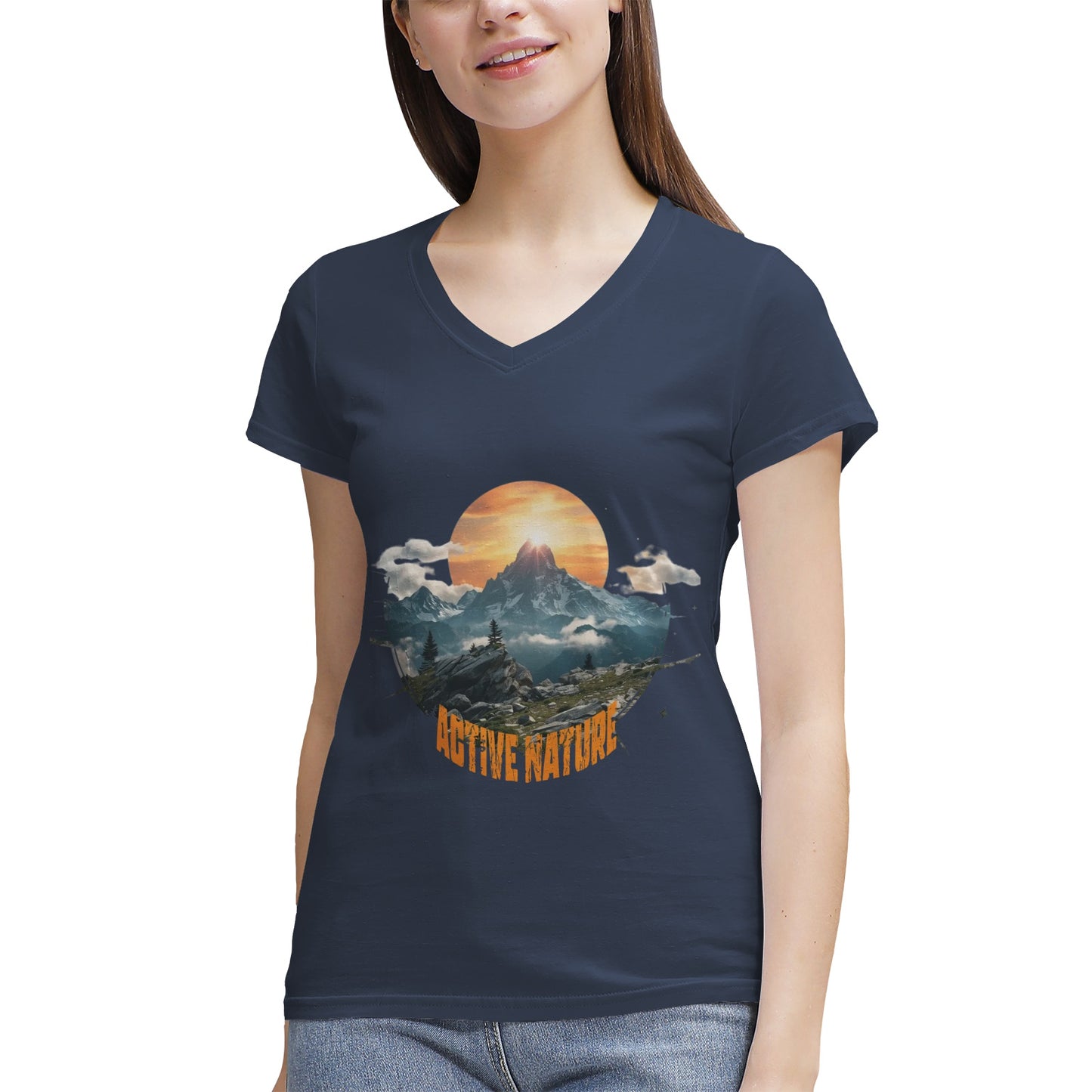 Women's 100% Cotton V‑Neck T‑shirt