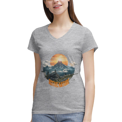 Women's 100% Cotton V‑Neck T‑shirt