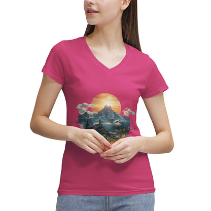 Women's 100% Cotton V‑Neck T‑shirt