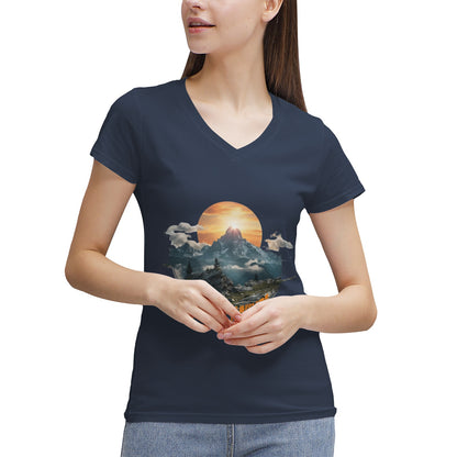 Women's 100% Cotton V‑Neck T‑shirt