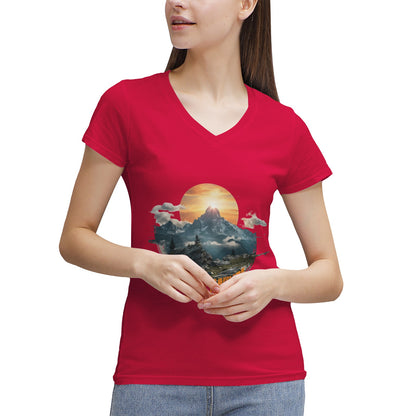 Women's 100% Cotton V‑Neck T‑shirt