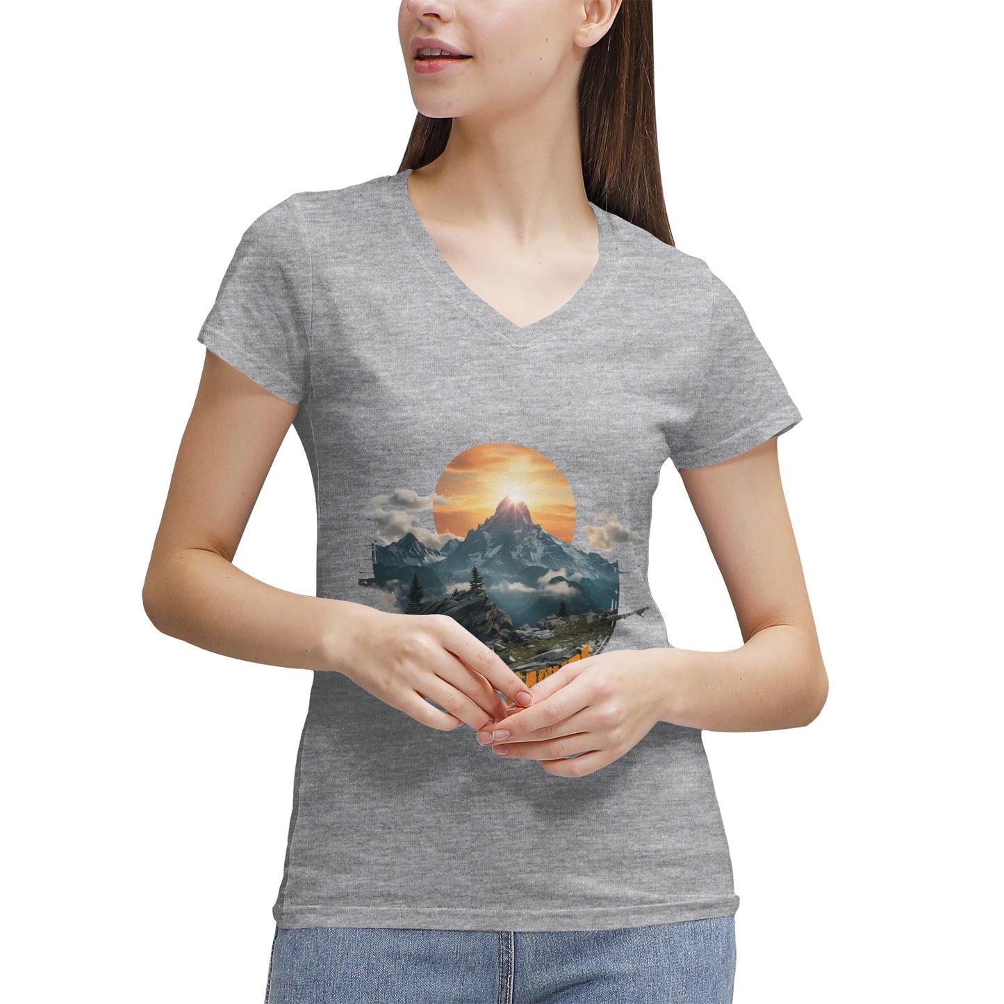 Women's 100% Cotton V‑Neck T‑shirt