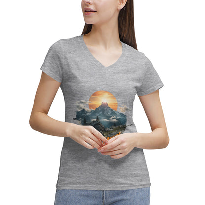 Women's 100% Cotton V‑Neck T‑shirt