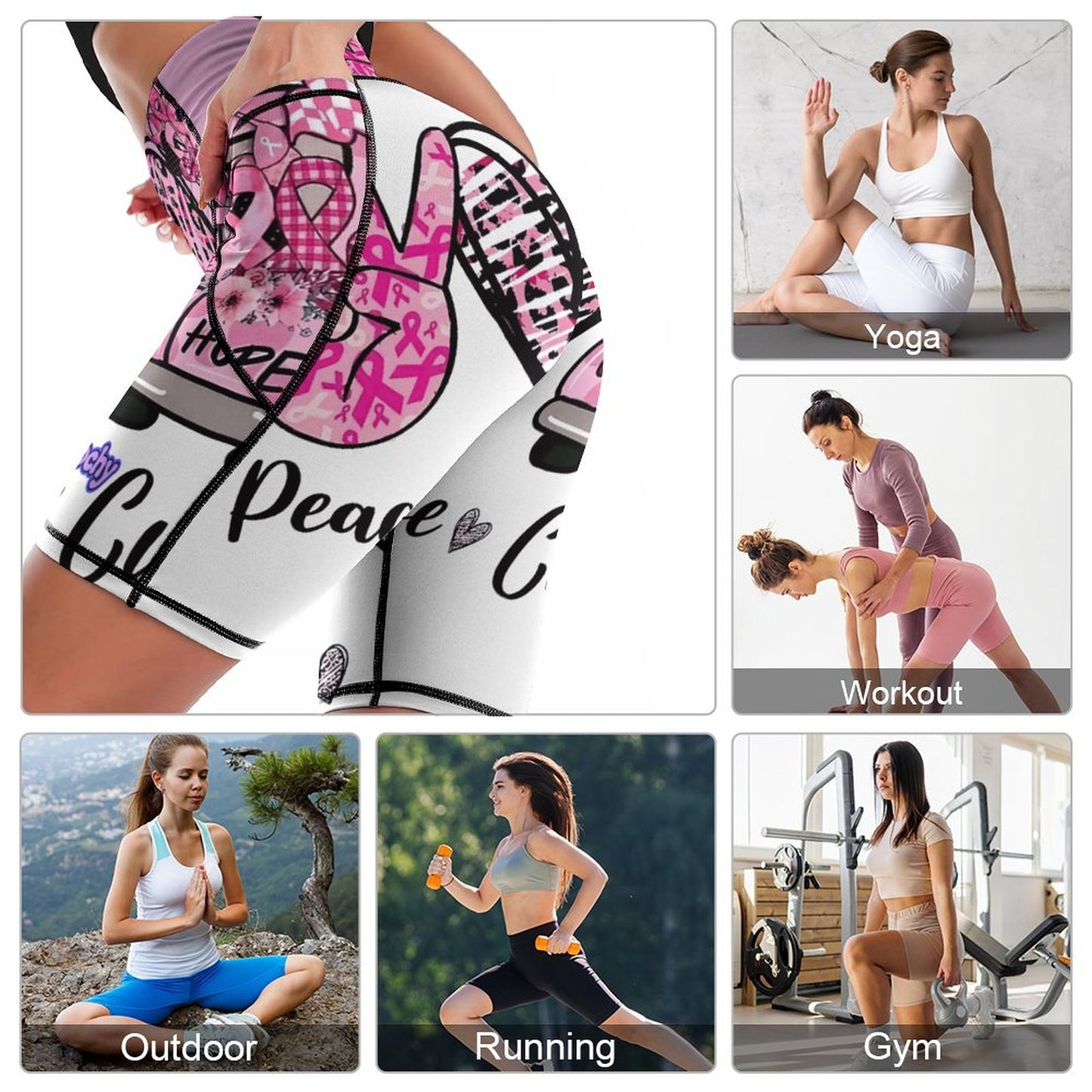 250gsm Knee-Length Yoga Shorts YJ008 (All-over Printing)